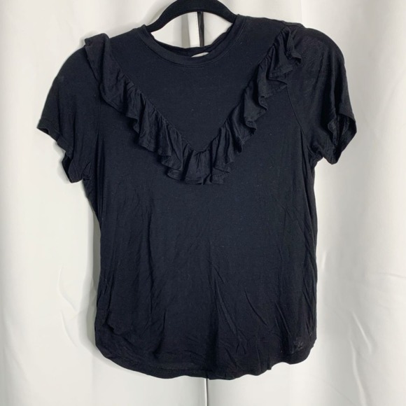 H&M Tops - H&M Black ruffle front blouse S H&M Tops - H&M Black ruffle front blouse S